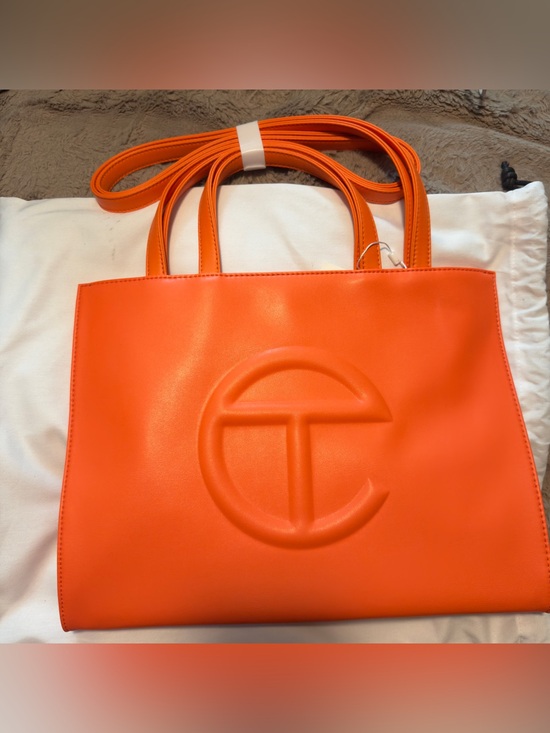 Telfar MEDIUM Shopping Bag Orange Tote Bag Vegan Leather AUTHENTIC